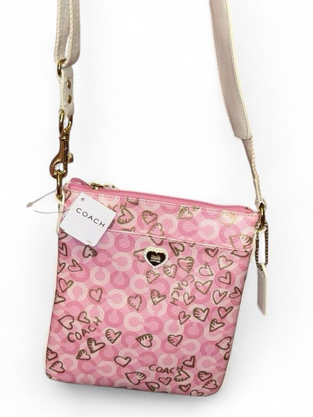 Coach Pink Heart Signature Crossbody Bag NWT Y2K Style
